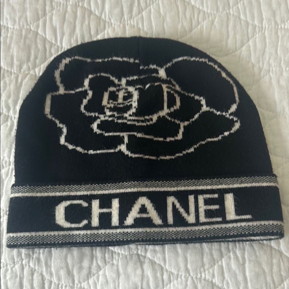 Chanel Black and White Beanie